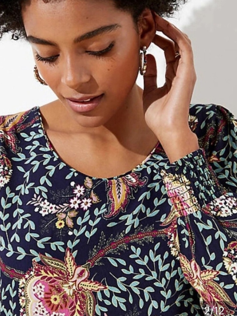 LOFT FOREVER NAVY PAISLEY FLORAL TOP